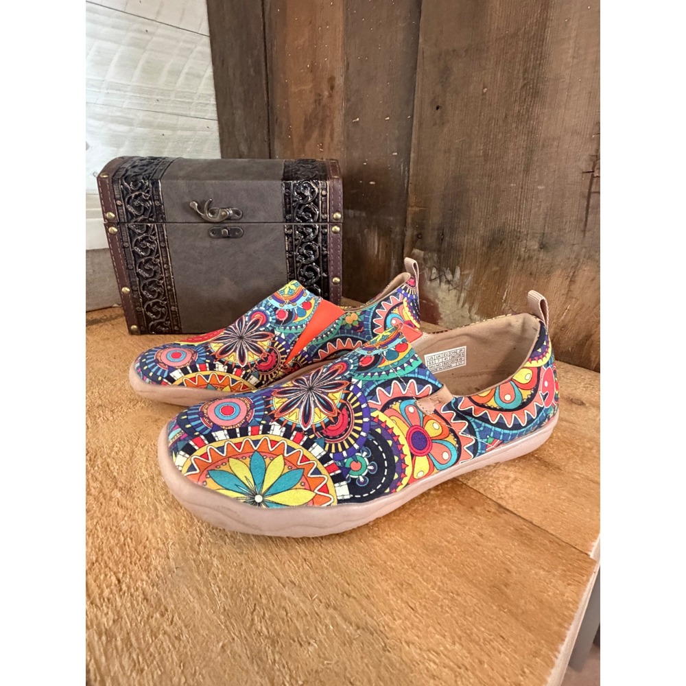 UIN Toledo Artistic Slip On Mandala Boho Walking Flats Women's US 9.5 EU 41